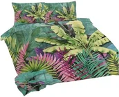 Pościel - Matex Pościel bawełniana 220x200 Liście zielona kolorowa Universal - miniaturka - grafika 1