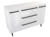 Szafki łazienkowe - Szafka Stojąca Z Blatem ATH 120 cm D - Biały Wysoki Połysk - Uchwyty Czarne Matowe - miniaturka - grafika 1