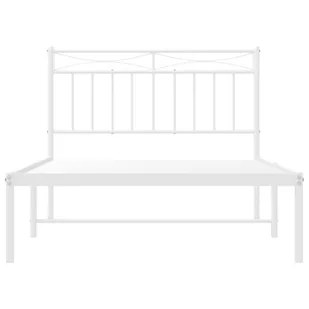 Metalowa rama łóżka z wezgłowiem, biała, 107x203 cm Lumarko! - Łóżka - miniaturka - grafika 6