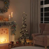 Choinki - vidaXL Choinka w kształcie stożka z bombkami 100 LED ciepły biały 150 cm - miniaturka - grafika 1