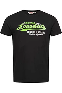 Lonsdale Męski T-shirt Croxton, czarny/zielony neonowy, M - Koszulki męskie - miniaturka - grafika 1