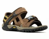 Sandały męskie - Merrell Sandały Skórzane Brązowe na Rzepy Męskie 46 Żij - miniaturka - grafika 1