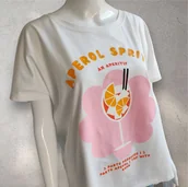 Koszulki i topy damskie - Koszulka oversizowa z kolorowym nadrukiem Drink Recipe - biały One size - miniaturka - grafika 1