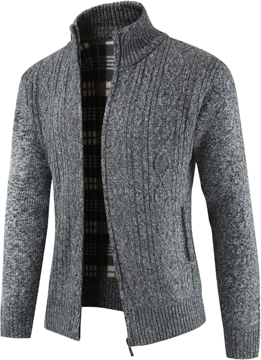 SWETER KARDIGAN MĘSKI ROZPINANY CIEPŁY ZIMOWY DZIANINOWY VINTAGE POLIESTER