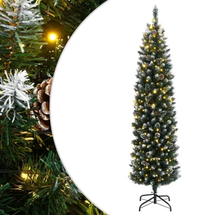 vidaXL Sztuczna, smukła choinka, 300 lampek LED, 180 cm - Choinki - miniaturka - grafika 1
