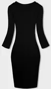 Sukienki - Dopasowana sukienka w prążki z okrągłym dekoltem czarna (5131) - RUE PARIS - miniaturka - grafika 1