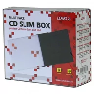 Pudełka i akcesoria na płyty CD - Box na 1 szt. CD, przezroczysty, czarny tray, cienki, Logo, 5,2mm, 10-pack - miniaturka - grafika 1