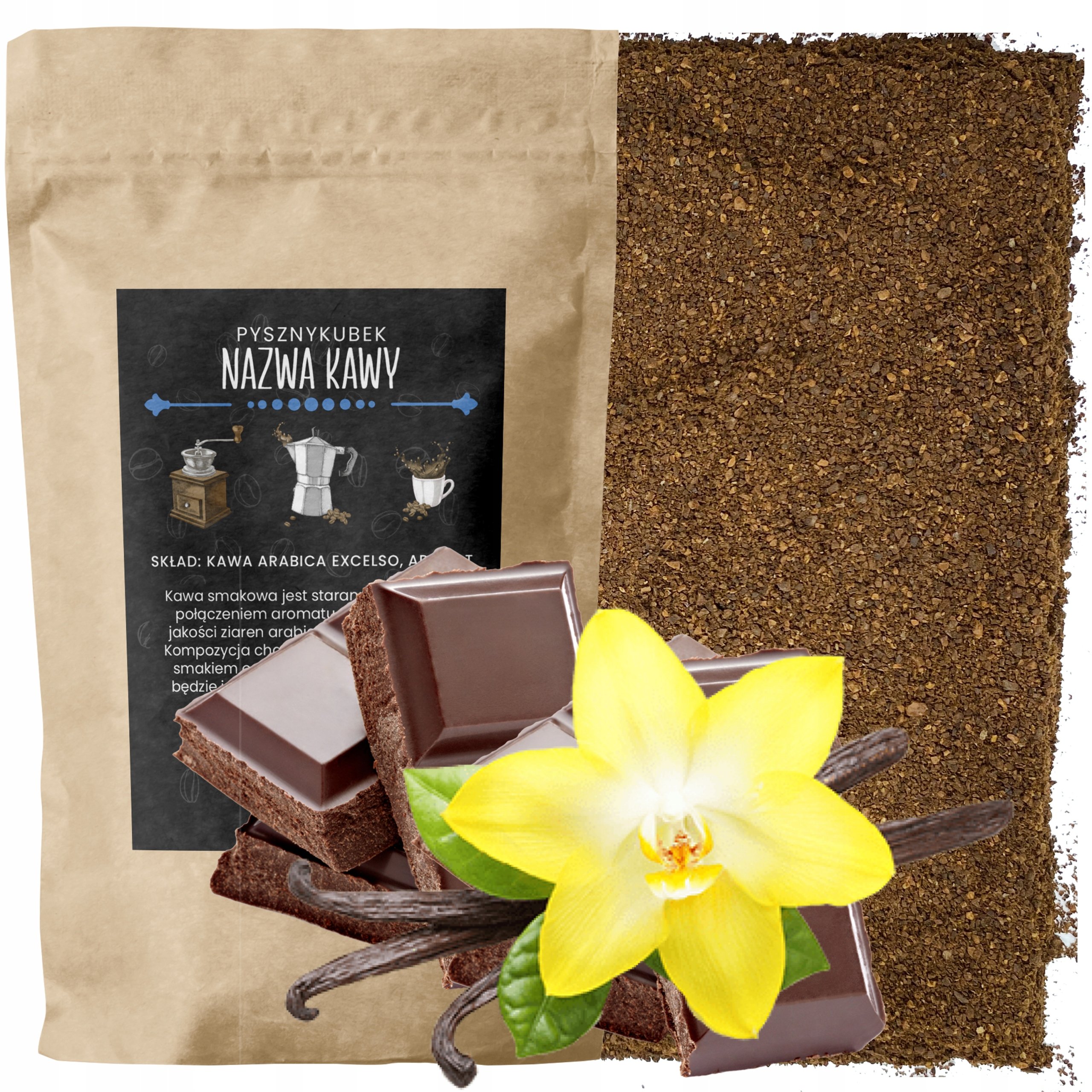 Kawa Mielona smakowa Waniliowo Czekoladowa 1000g 1KG