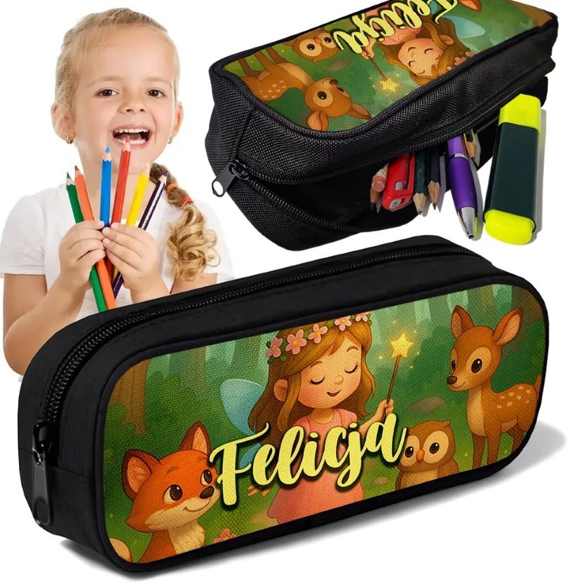 Piórnik TUBA + IMIĘ Baśniowy Las Wróżka Personalizowany Szkolny Prezent
