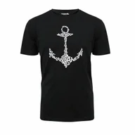 Koszulki męskie - Koszulka bawełniana czarna męska T-shirt kotwica Captain Mike® L - miniaturka - grafika 1