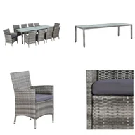 Meble ogrodowe - vidaXL 11-częściowy ogrodowy zestaw jadalniany z poduszkami z szarego rattanu - Zestaw mebli ogrodowych - Zestawy mebli ogrodowych - Stół i krzesła ogrodowe - Stoły i krzesła ogrodowe - miniaturka - grafika 1