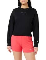Bluzy damskie - Champion Legacy American Classics Powerblend Terry Small Logo Crop Boxy Crewneck Bluza damska, czarny, L - miniaturka - grafika 1