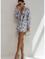 Kombinezony - Krótki kombinezon z szyfonu z falbanami ARIELLA - wzór 2 - miniaturka - grafika 1