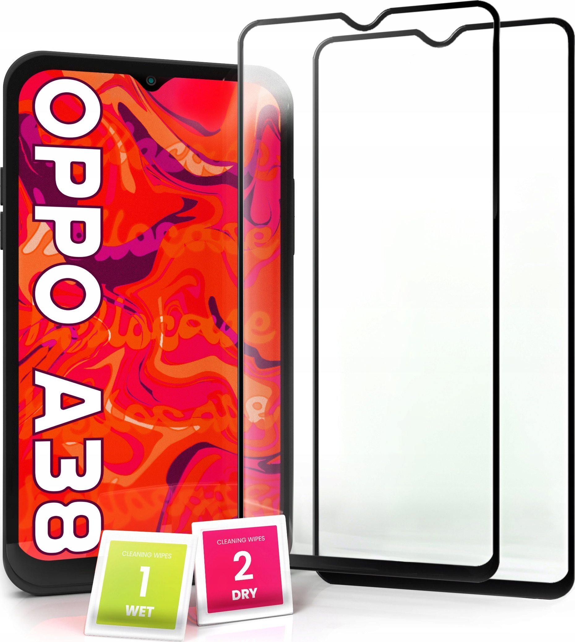 Hello Case 2-pak Szkło Hartowane do Oppo A38 Ochronne Pełne Na cały ekran 5D 9H