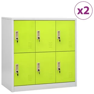 Vidaxl Szafki Zamykane, 2 Szt., Jasnoszaro-Zielone, 90X45X92,5 Cm - Szafy biurowe - miniaturka - grafika 1