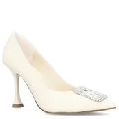 Czółenka - Klasyczne szpilki z ozdobą - MENBUR 24512 KREMOWE - miniaturka - grafika 1