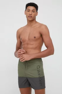 Kąpielówki męskie - Calvin Klein szorty kąpielowe kolor zielony - grafika 1