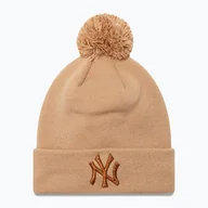 Czapki damskie - Czapka z daszkiem damska New Era Metallic Bobble Knit Beanie New York Yankees beige WYSYŁKA W 24H 30 DNI NA ZWROT - miniaturka - grafika 1