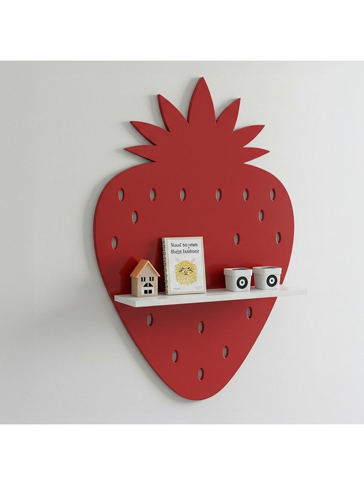 Woody Kids Regał ścienny w kolorze biało-czerwonym - 33 x 35 x 10 cm