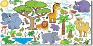 Naklejki na ścianę - Naklejki ścienne dla dzieci mat Dzikie Safari, 200x100 cm - miniaturka - grafika 1