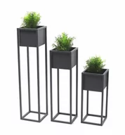 Kwietniki - Kwietnik Metalowy Stojak CUBO 50cm szary skrzynka loft 05-03/S - miniaturka - grafika 1