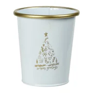 Ozdoby bożonarodzeniowe - Metalowe wiaderko świąteczne, białe - miniaturka - grafika 1