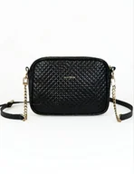 Torebki damskie - Skórzana torebka pikowana GioVani Czarna - miniaturka - grafika 1