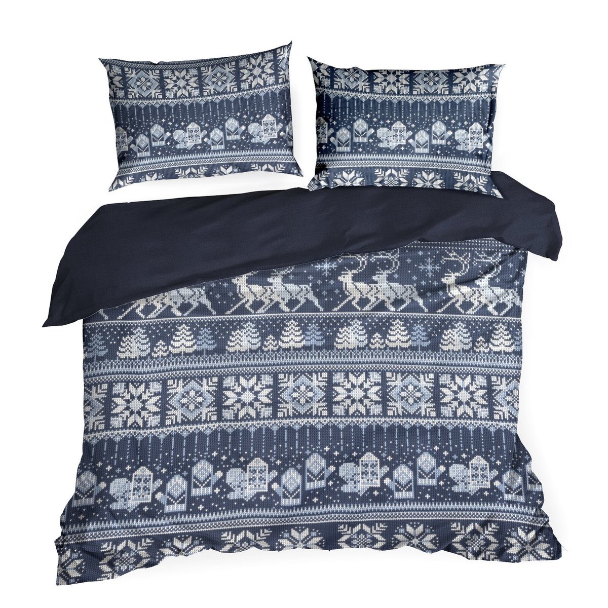 Zestaw pościeli flanelowej z motywem świątecznym 100% bawełna FJORD 140x200