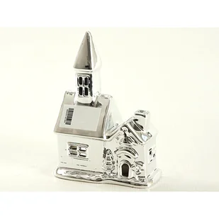 Domek ceramiczny srebrny - Ozdoby bożonarodzeniowe - miniaturka - grafika 1