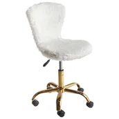 Fotele i krzesła biurowe - Beliani Krzesło obrotowe MARGATE Sztuczne futro Biały - miniaturka - grafika 1