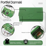 Portfele - Portfel damski duży zielony ze skóry naturalnej pojemny Paolo Peruzzi T-138-GB - miniaturka - grafika 1