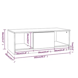 Lumarko Stolik kawowy, biały, 102x50x36 cm, materiał drewnopochodny - Ławy i stoliki kawowe - miniaturka - grafika 9