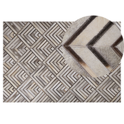 Dywany - Beliani Dywan patchwork skórzany 140 x 200 cm beżowy TEKIR - miniaturka - grafika 1