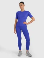 Legginsy - 4F Legginsy treningowe szybkoschnące damskie - granatowe L - miniaturka - grafika 1