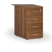Szafki biurowe - Kontenerek biurowy z szufladami dostawny PRIMO WOOD, 4 szuflady, orzech - miniaturka - grafika 1