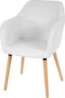 Krzesła - Krzesło do jadalni Malmö T381, krzesło kuchenne, design retro 50s ~ imitacja skóry , białe, jasne nogi - miniaturka - grafika 1