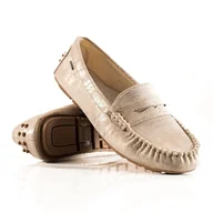 Mokasyny damskie - Goodin Klasyczne Tekstylne Mokasyny beżowy - miniaturka - grafika 1