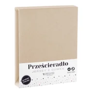 Prześcieradła - Spod Igły i Nitki Prześcieradło Jersey z gumką 160x200 cm jasno-beżowe - miniaturka - grafika 1