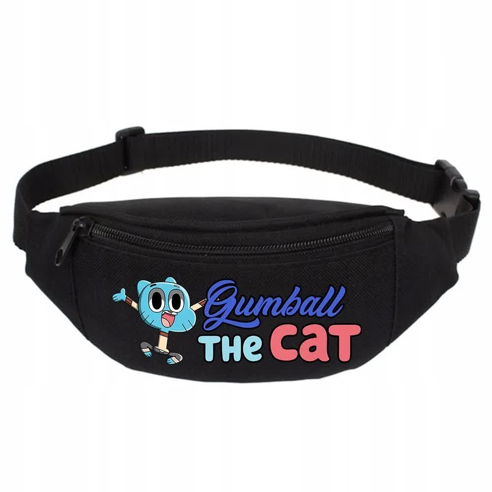 SPORTOWA NERKA CZARNA Biodrowa Na Prezent Urodziny GUMBALL THE CAT Bajki Wz