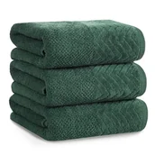 Ręczniki - Ręcznik bawełniany LOREN 70x140 Eurofirany zielony welwetowa bordiura w zygzak - miniaturka - grafika 1