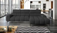 Narożniki - Narożnik tapicerowany w kształcie litery L Prawy Narożnik z funkcją spania Sofa z funkcją spania Mała 3-osobowa Regulowane zagłówki i siedzisko Tkanina: SALVADOR 177x270x99 cm Grafitowy - miniaturka - grafika 1