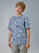 Koszulki dla chłopców - 4F T-shirt regular z nadrukiem chłopięcy - granatowy 164 (13-14 lat) - miniaturka - grafika 1