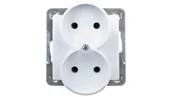 Gniazdka elektryczne - LEDart podwójne bez uziemienia, bez ramki - Ospel Impresja GP-2YR/m/00, kolor biały, 16A/250V - miniaturka - grafika 1