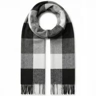 Apaszki i szaliki damskie - Szalik Damski kaszmirowy w kratkę biały szary czarny kolorowy szal prezent - miniaturka - grafika 1