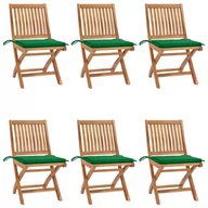 Fotele i krzesła ogrodowe - vidaXL Lumarko Składane krzesła ogrodowe z poduszkami, 6 szt., drewno tekowe! 3072839 - miniaturka - grafika 1