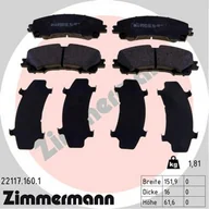 Klocki hamulcowe - Klocki hamulcowe - komplet ZIMMERMANN 22117.160.1 - miniaturka - grafika 1