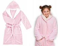 Moda i Uroda OUTLET - ŚLICZNY SZLAFROK KĄPIELOWY DZIECIĘCY ZAWIĄZYWANY Z KAPTUREM USZKAMI RÓŻOWY - miniaturka - grafika 1