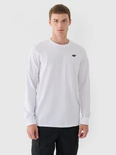 Męski longsleeve basic 4F 4FWMM00TLONM432 - biały - Koszulki sportowe męskie - miniaturka - grafika 1
