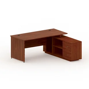 B2B Partner Stół z szafką MIRELLI A+ 1600 x 1600 x 750 mm, orzech 437423 - Biurka - miniaturka - grafika 1