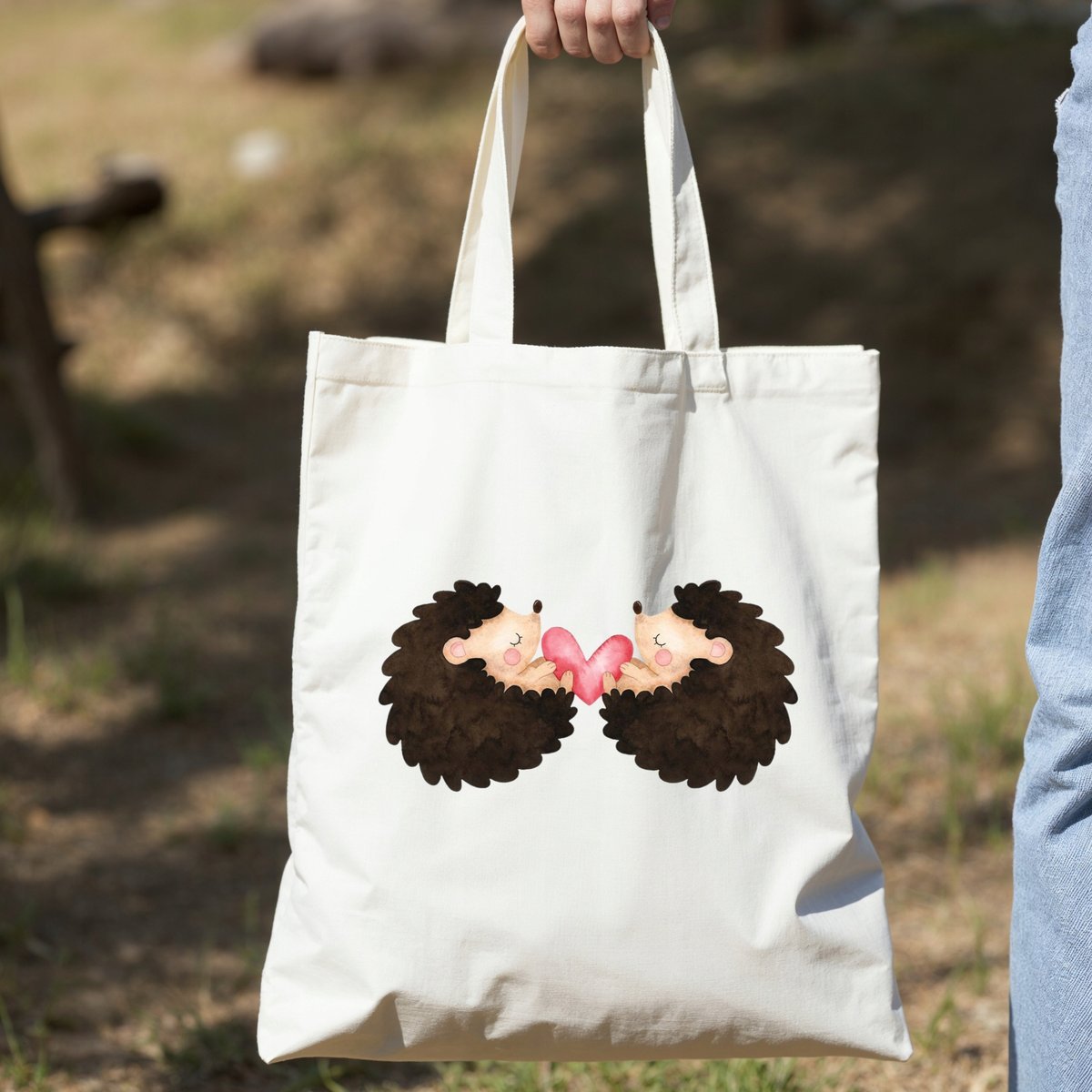 Torba z nadrukiem/bawełniana Walentynki Jeżyki Jeże Serce Love